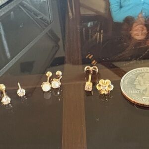 Gold and Pearl Stud Earrings Set